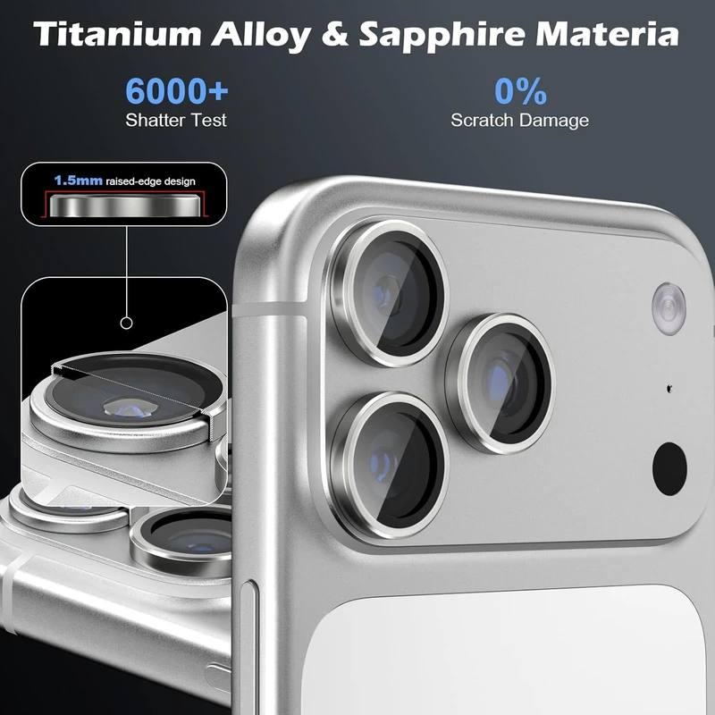 محافظ لنز دوربین شیشه‌ای کوزوم مدل PVD مناسب برای گوشی موبایل اپل iPhone 17 Pro Max